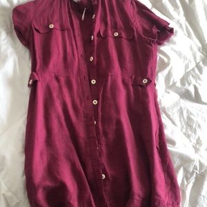 Free people linen dress in cranberry. Medium